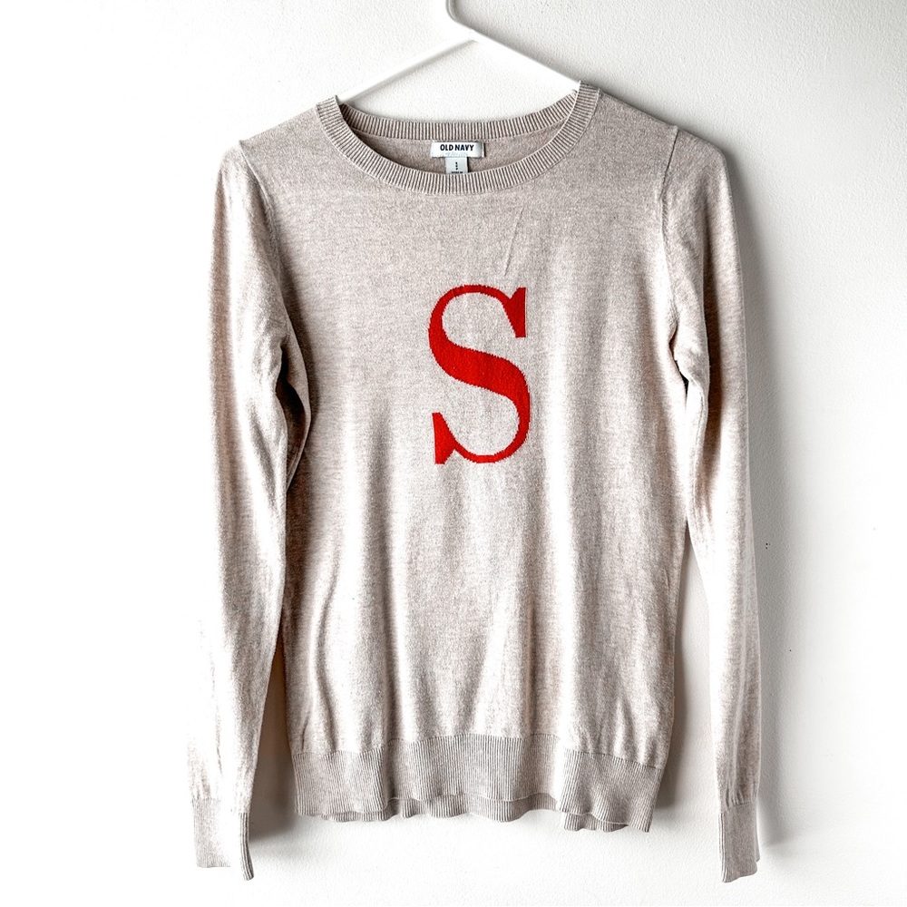 5 FOR $25 | Old Navy Sweater Long Sleeve “S” Beige Red Small